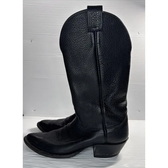 Olathe Boot Company Men’s Calfskin R-Toe Leather Cowboy Western Boots Black 12A