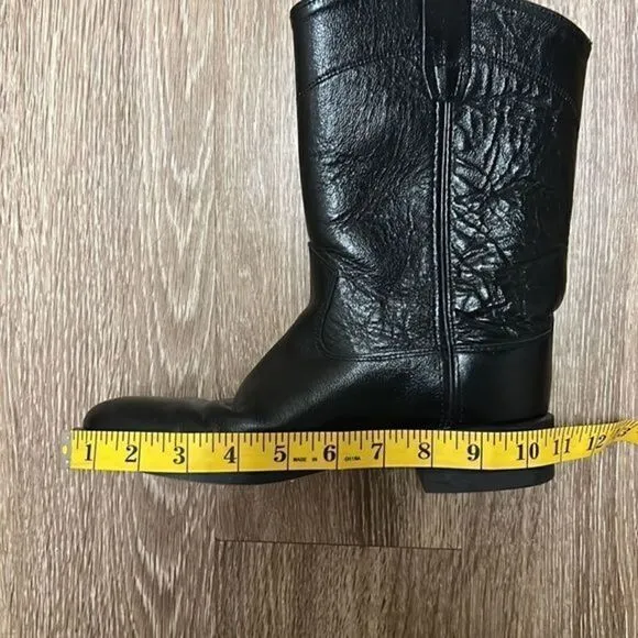 Old West Boots Men's  Black Leather Round Toe Roper Western