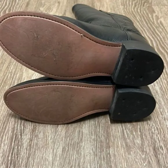 Old West Boots Men's  Black Leather Round Toe Roper Western