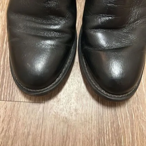 Old West Boots Men's  Black Leather Round Toe Roper Western