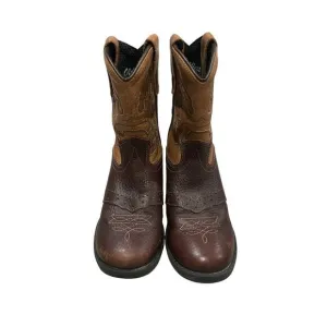 Old West Kids Brown Leather Western Cowboy Boots size 080