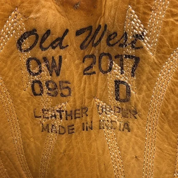 Old West Tan Leather Cowboy Western Boots Size 9.5