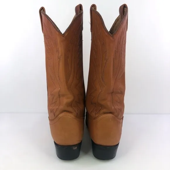 Old West Tan Leather Cowboy Western Boots Size 9.5