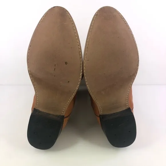 Old West Tan Leather Cowboy Western Boots Size 9.5