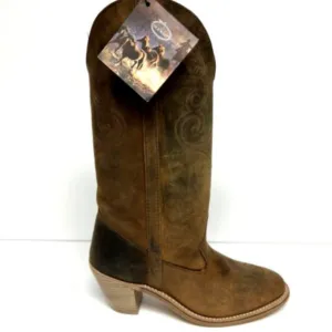 Old West Women's Jane Western Boots Brown Leather, Size 7.5 M