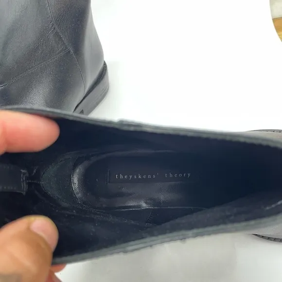 Olivier Theyskens x Theory Black Leather Almond Toe Chelsea Boots EU37
