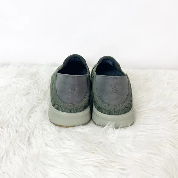 Oluai 9 Womens Nori Ki'hele Green Canvas Slip-on Loafer Sneaker Shoes