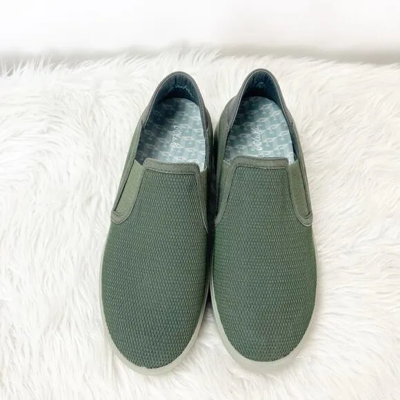 Oluai 9 Womens Nori Ki'hele Green Canvas Slip-on Loafer Sneaker Shoes