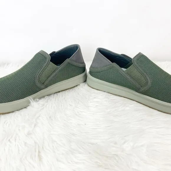 Oluai 9 Womens Nori Ki'hele Green Canvas Slip-on Loafer Sneaker Shoes