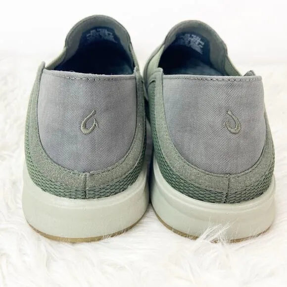 Oluai 9 Womens Nori Ki'hele Green Canvas Slip-on Loafer Sneaker Shoes
