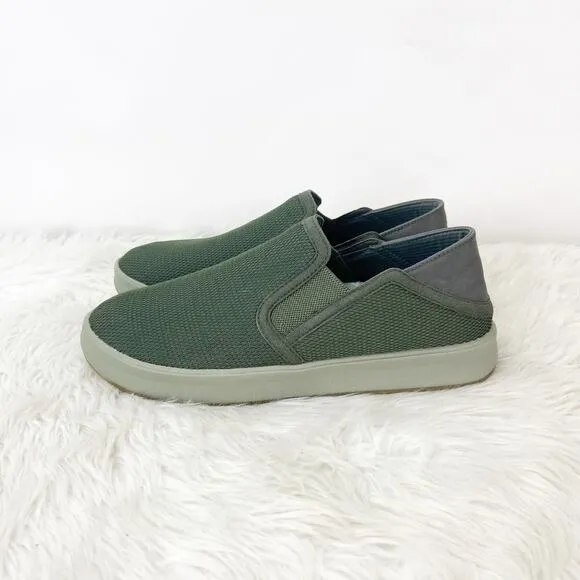 Oluai 9 Womens Nori Ki'hele Green Canvas Slip-on Loafer Sneaker Shoes