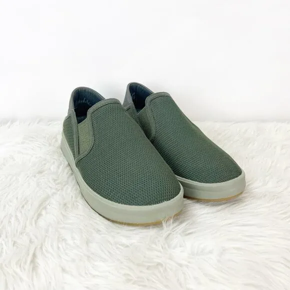 Oluai 9 Womens Nori Ki'hele Green Canvas Slip-on Loafer Sneaker Shoes