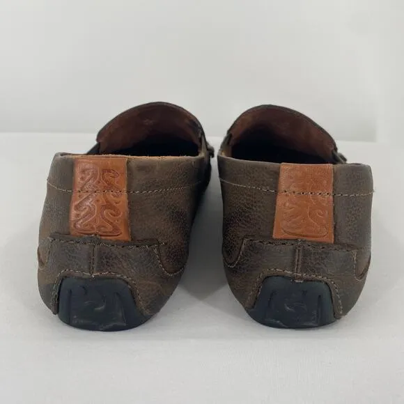 Olukai Brown Leather Akepa Men's Moccasin Slip On Shoes Size 9.5