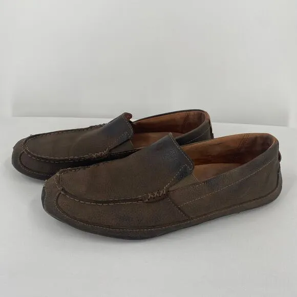 Olukai Brown Leather Akepa Men's Moccasin Slip On Shoes Size 9.5