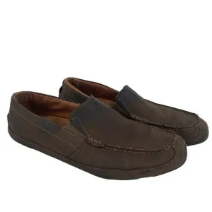 Olukai Brown Leather Akepa Men's Moccasin Slip On Shoes Size 9.5