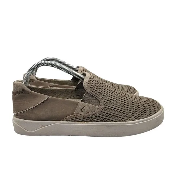 Olukai Lae ahi Mens Shoes Beige Size 7 Casual Mesh Slip On Sneaker Shoes