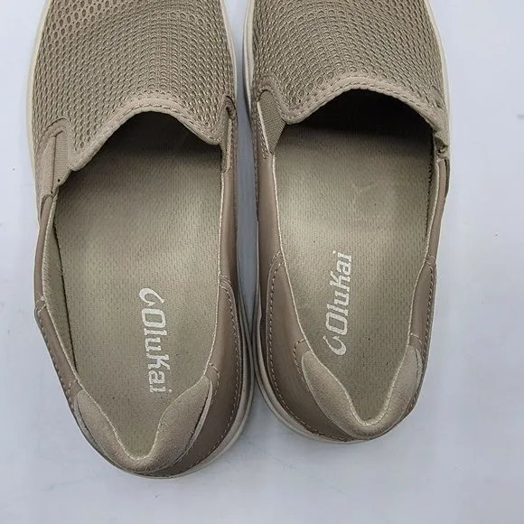 Olukai Lae ahi Mens Shoes Beige Size 7 Casual Mesh Slip On Sneaker Shoes