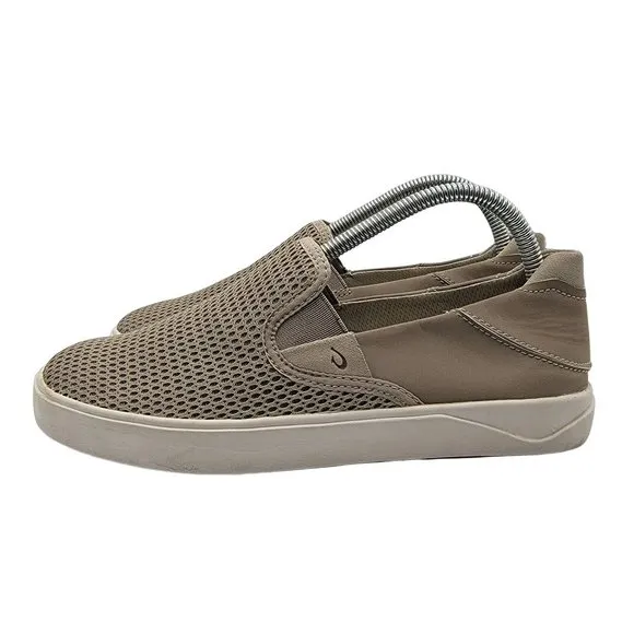 Olukai Lae ahi Mens Shoes Beige Size 7 Casual Mesh Slip On Sneaker Shoes