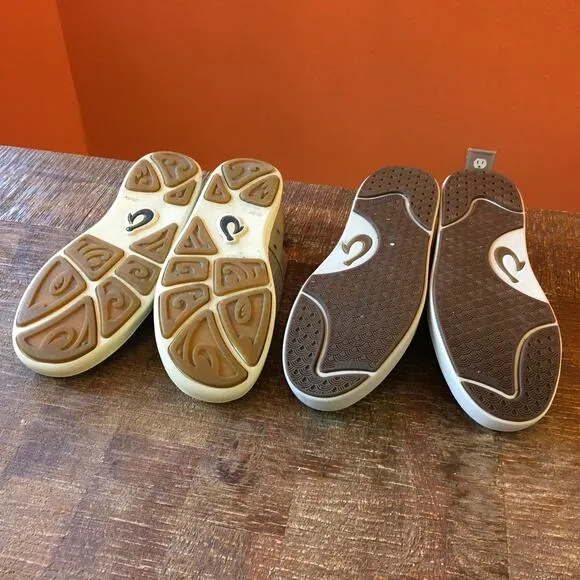 Olukai Lae'Ahi Slip On Nohea Moku Sneaker Mens 8 Clay Tan Brown Comfort-Lot of 2