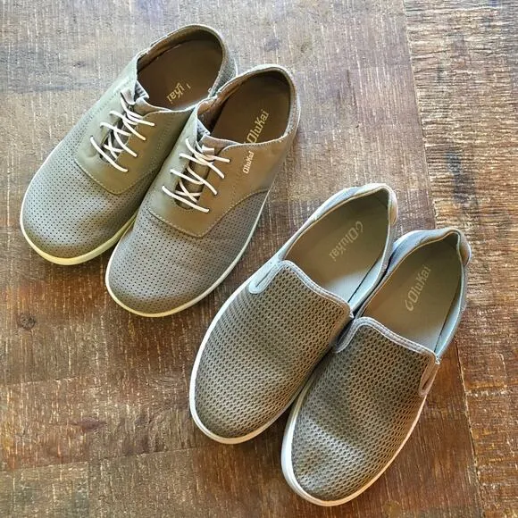 Olukai Lae'Ahi Slip On Nohea Moku Sneaker Mens 8 Clay Tan Brown Comfort-Lot of 2