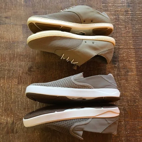 Olukai Lae'Ahi Slip On Nohea Moku Sneaker Mens 8 Clay Tan Brown Comfort-Lot of 2
