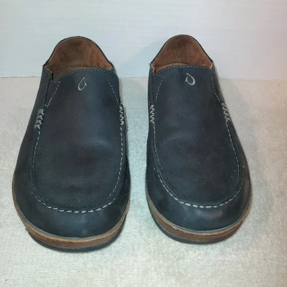 OluKai Mens Black Moloa Slip-On Shoes size 11