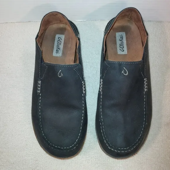 OluKai Mens Black Moloa Slip-On Shoes size 11