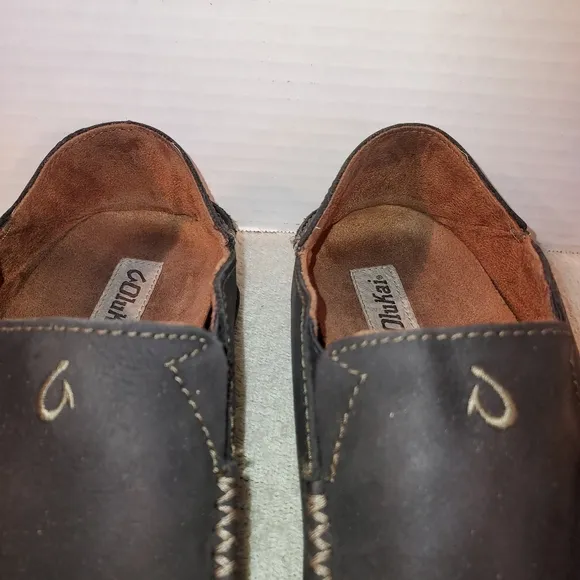 OluKai Mens Black Moloa Slip-On Shoes size 11