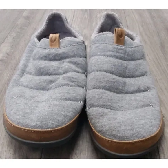 Olukai Mens Slippers Men's 10 Mahana‎ Slip On Comfort Support Gray Shoes Luxury