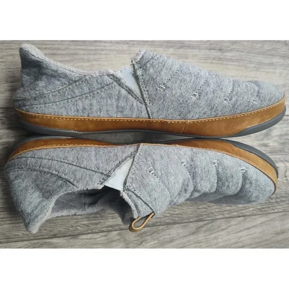 Olukai Mens Slippers Men's 10 Mahana‎ Slip On Comfort Support Gray Shoes Luxury