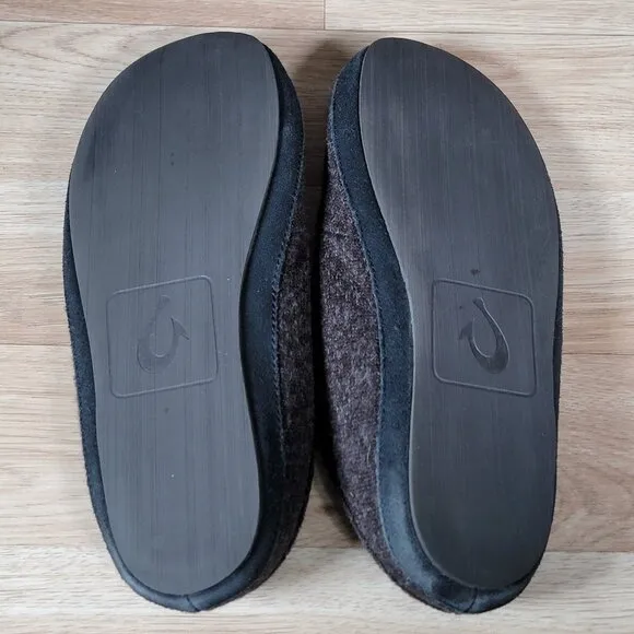 OluKai Moloa Hulu Shoes Mens Size 11 Brown Black Slip On Loafers Slippers