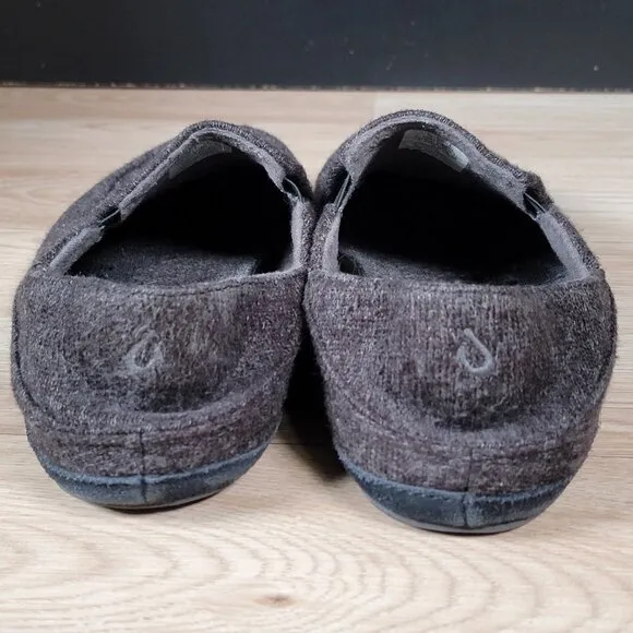 OluKai Moloa Hulu Shoes Mens Size 11 Brown Black Slip On Loafers Slippers