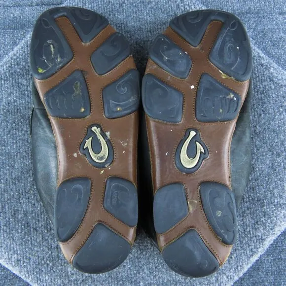Olukai‎ Moloa Men Slip-On Shoes Black Leather Slip On Size 10 Medium