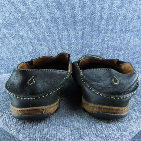 Olukai‎ Moloa Men Slip-On Shoes Black Leather Slip On Size 10 Medium