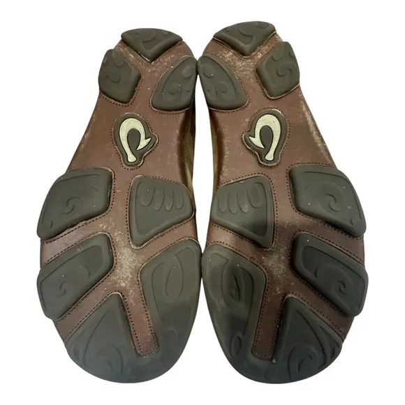OLUKAI Moloa Men's Size 13 Leather Ray/Toffee Slip On Shoes 10128-2733