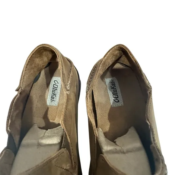 OLUKAI Moloa Men's Size 13 Leather Ray/Toffee Slip On Shoes 10128-2733