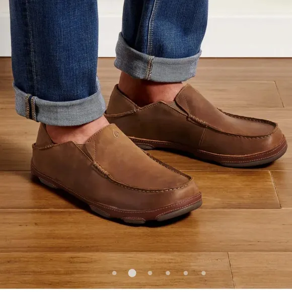OLUKAI Moloa nubuck leather Slip On Shoes brown size 9