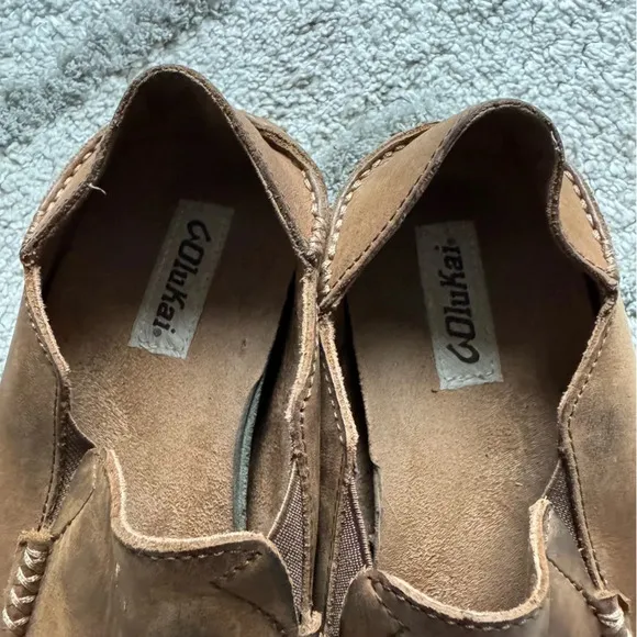 OLUKAI Moloa nubuck leather Slip On Shoes brown size 9