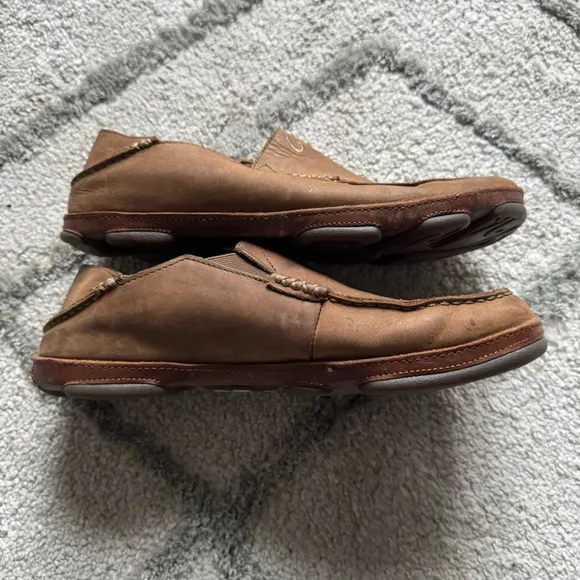OLUKAI Moloa nubuck leather Slip On Shoes brown size 9