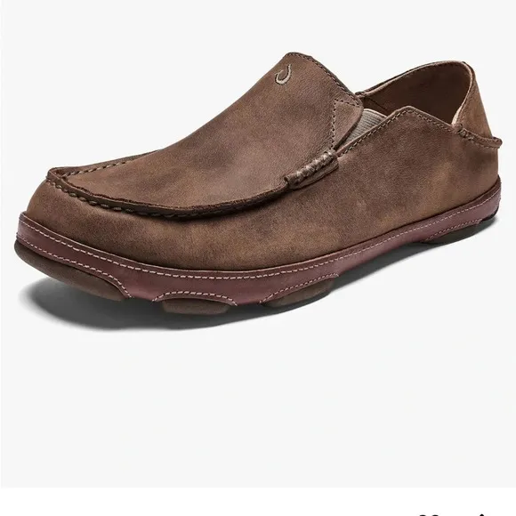 OLUKAI Moloa nubuck leather Slip On Shoes brown size 9