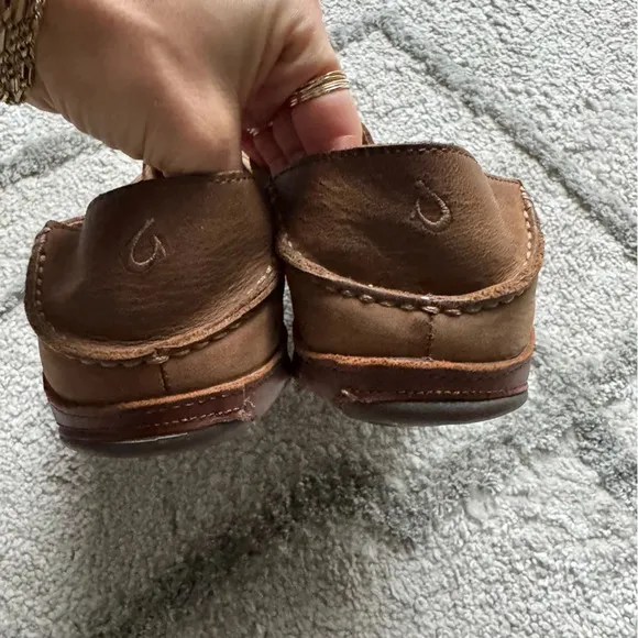 OLUKAI Moloa nubuck leather Slip On Shoes brown size 9