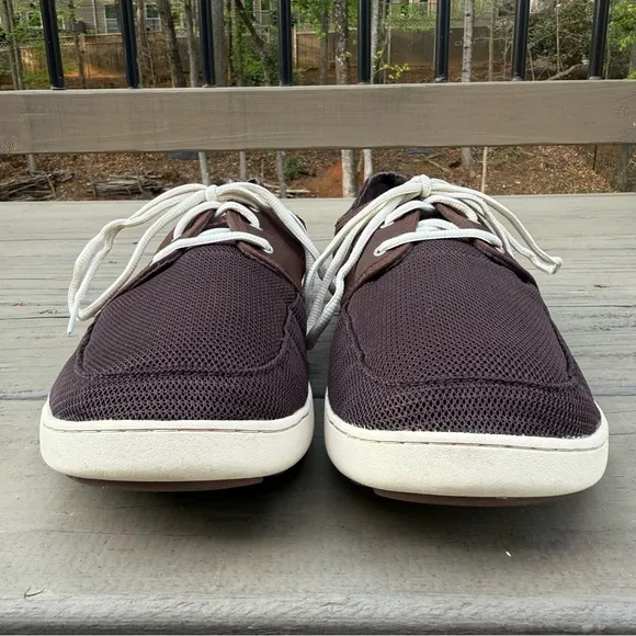 Olukai  Nohea Lace Mesh boat shoes in brown size 11.5