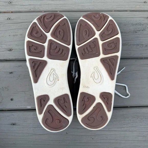 Olukai  Nohea Lace Mesh boat shoes in brown size 11.5