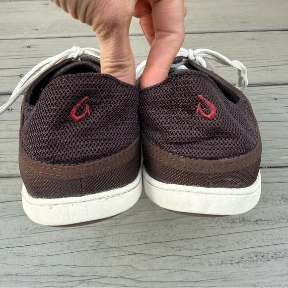 Olukai  Nohea Lace Mesh boat shoes in brown size 11.5