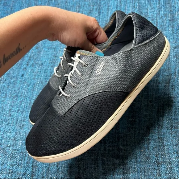 Olukai Nohea Moku Men's Slip On Casual Sneakers Shoes in Dark Shadow