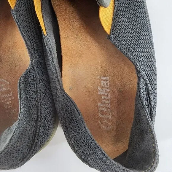 Olukai nohea mens shoes mesh slip on loafers gray 8