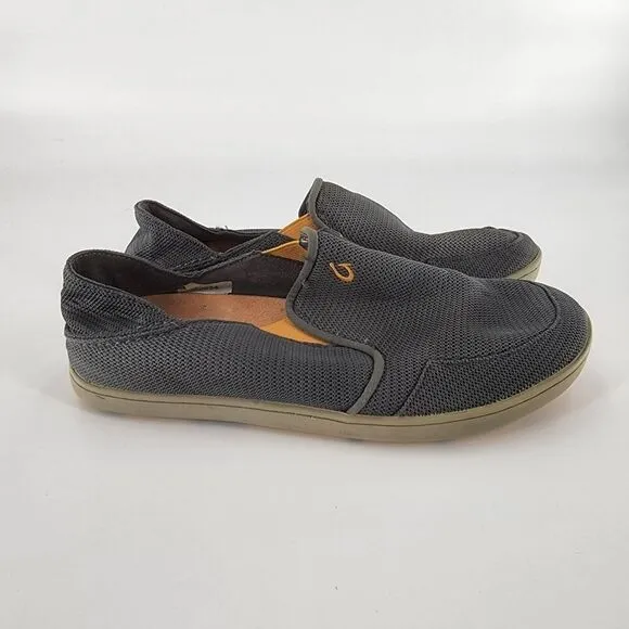 Olukai nohea mens shoes mesh slip on loafers gray 8