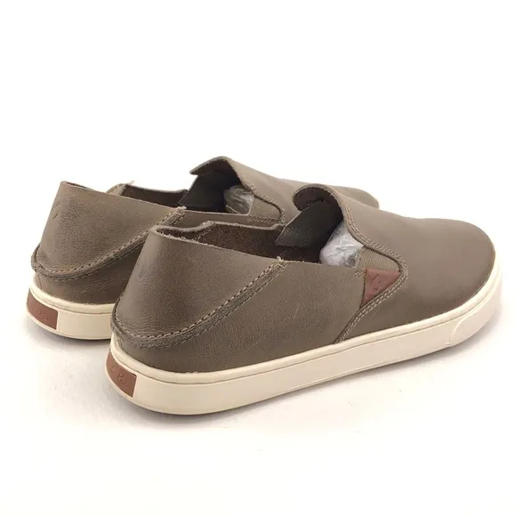 OluKai Pehuea Leather Drop Heel Slip on Shoes 8.5