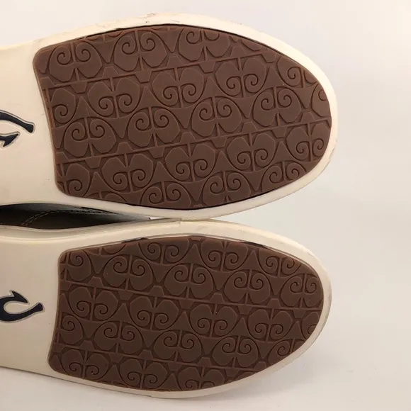 OluKai Pehuea Leather Drop Heel Slip on Shoes 8.5