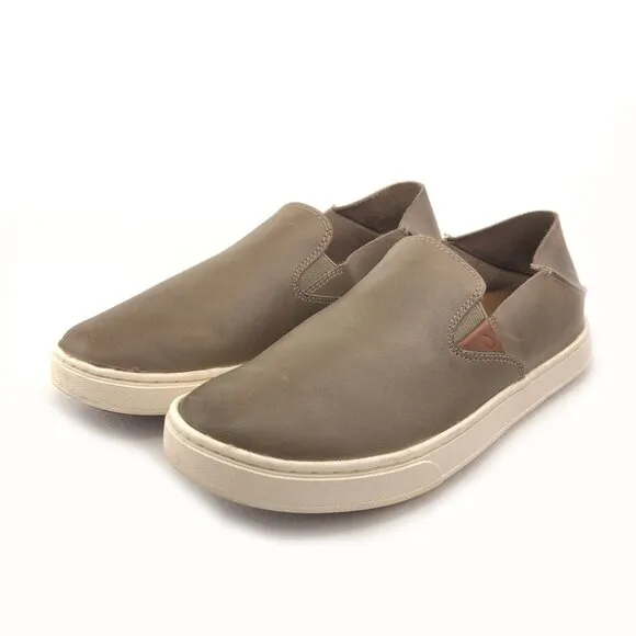 OluKai Pehuea Leather Drop Heel Slip on Shoes 8.5